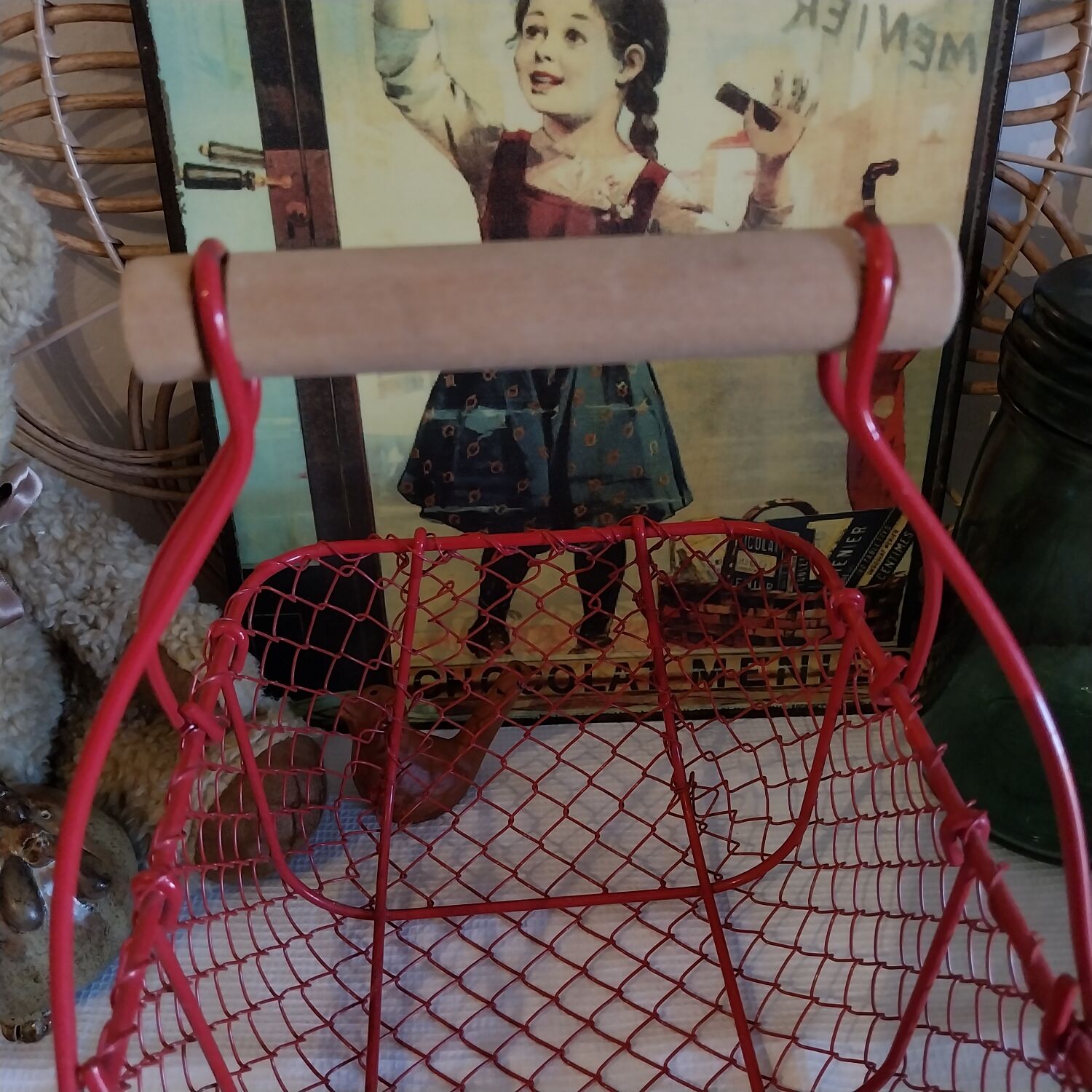 Vintage wire mesh basket