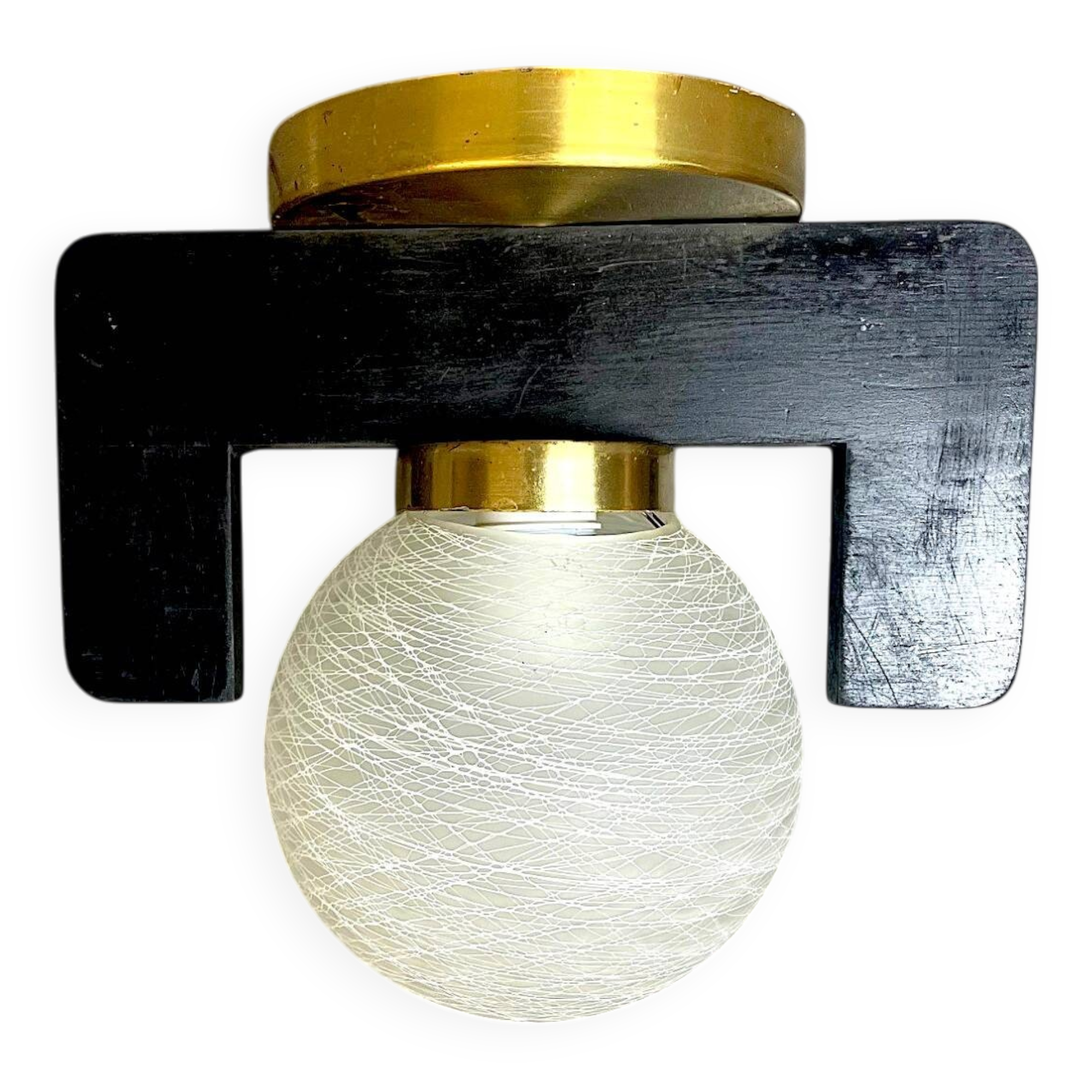 Black wood flush mount lamp