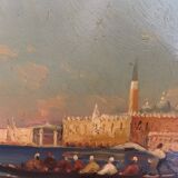Huile sur panneau " Vue du grand canal de venise "XX siècle