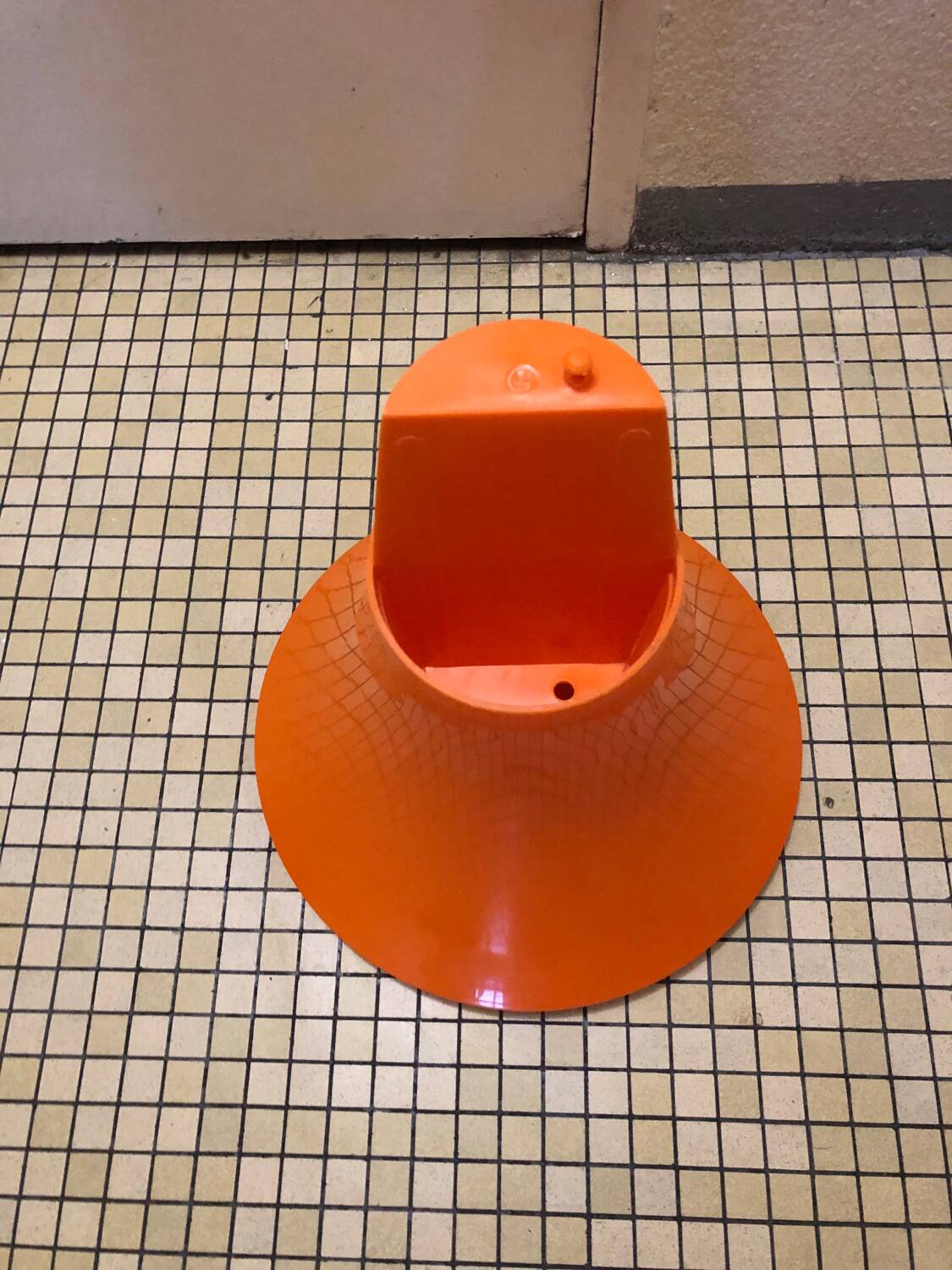 Vintage orange Tam Tam stool – Original stamp – 1970s