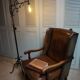 English high back cognac leather wingchair by Criterion cord