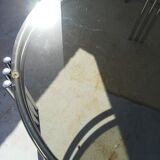 Coffee table in chrome steel and smokes glass 1970