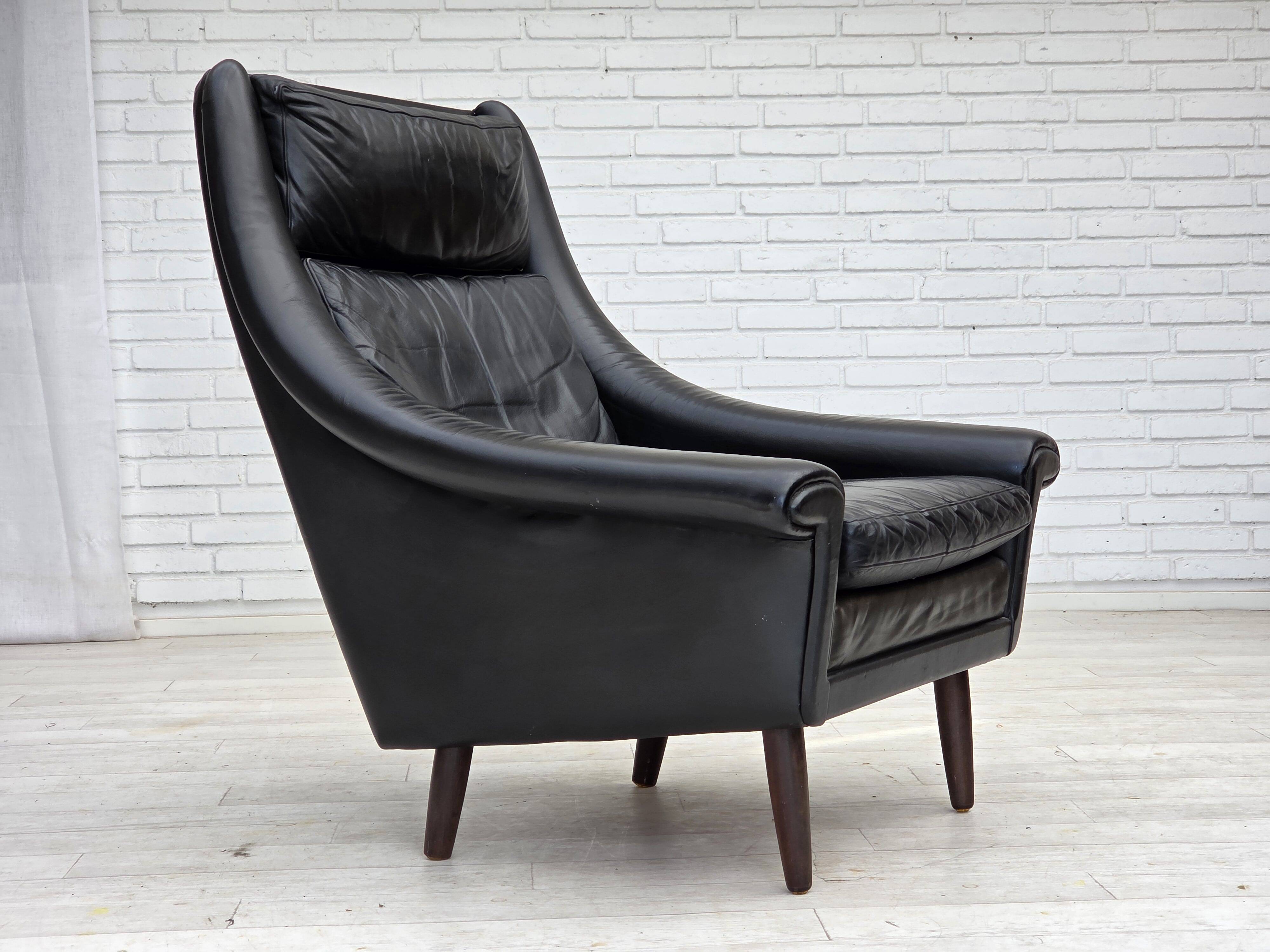 1960s, Danish highback armchair by Aage Christensen, furniture leather.