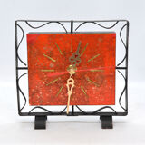 1970s modern electric fireplace clock VEB Elektrobau Greiz, Germany