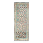 Tapis couloir vintage turc Oushak fait main en laine et coton marron 118x301
