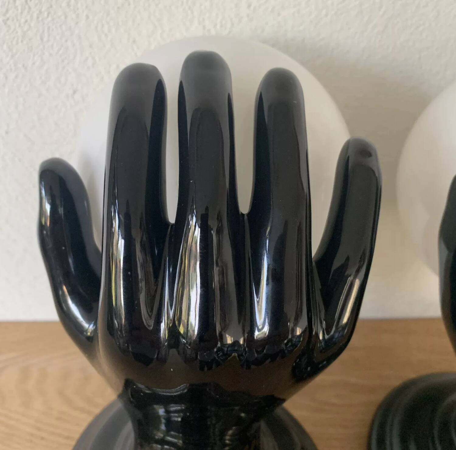 Pair of Ceramic Wall Lights or Lamps in the Shape of a Hand