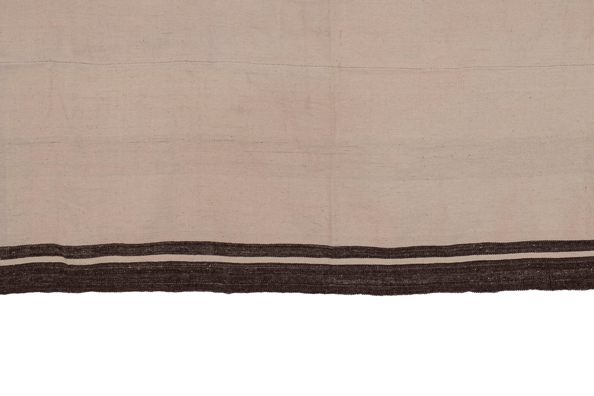 Turkish flat-weave hemp rug off-white with stripes 160 x 332 cm