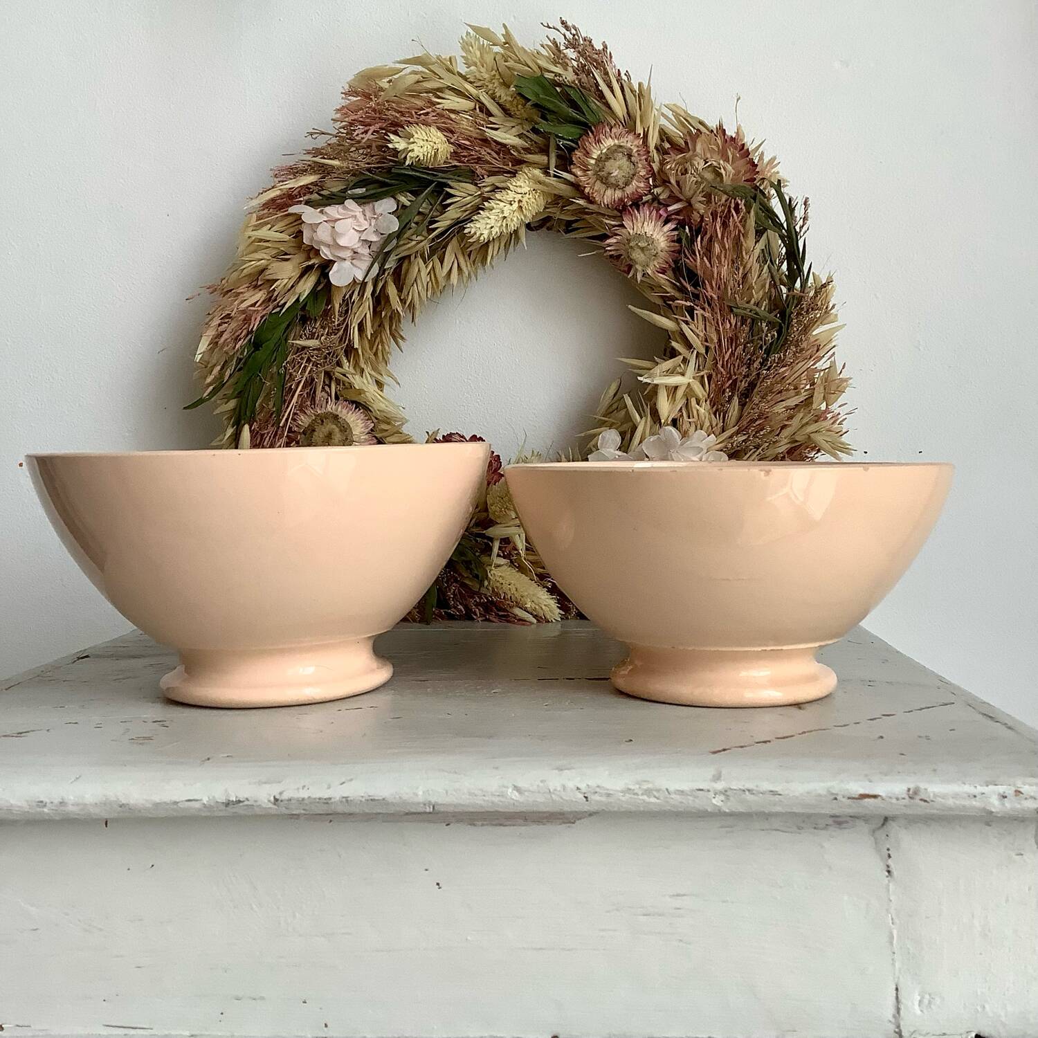 2 powder pink Digoin bowls