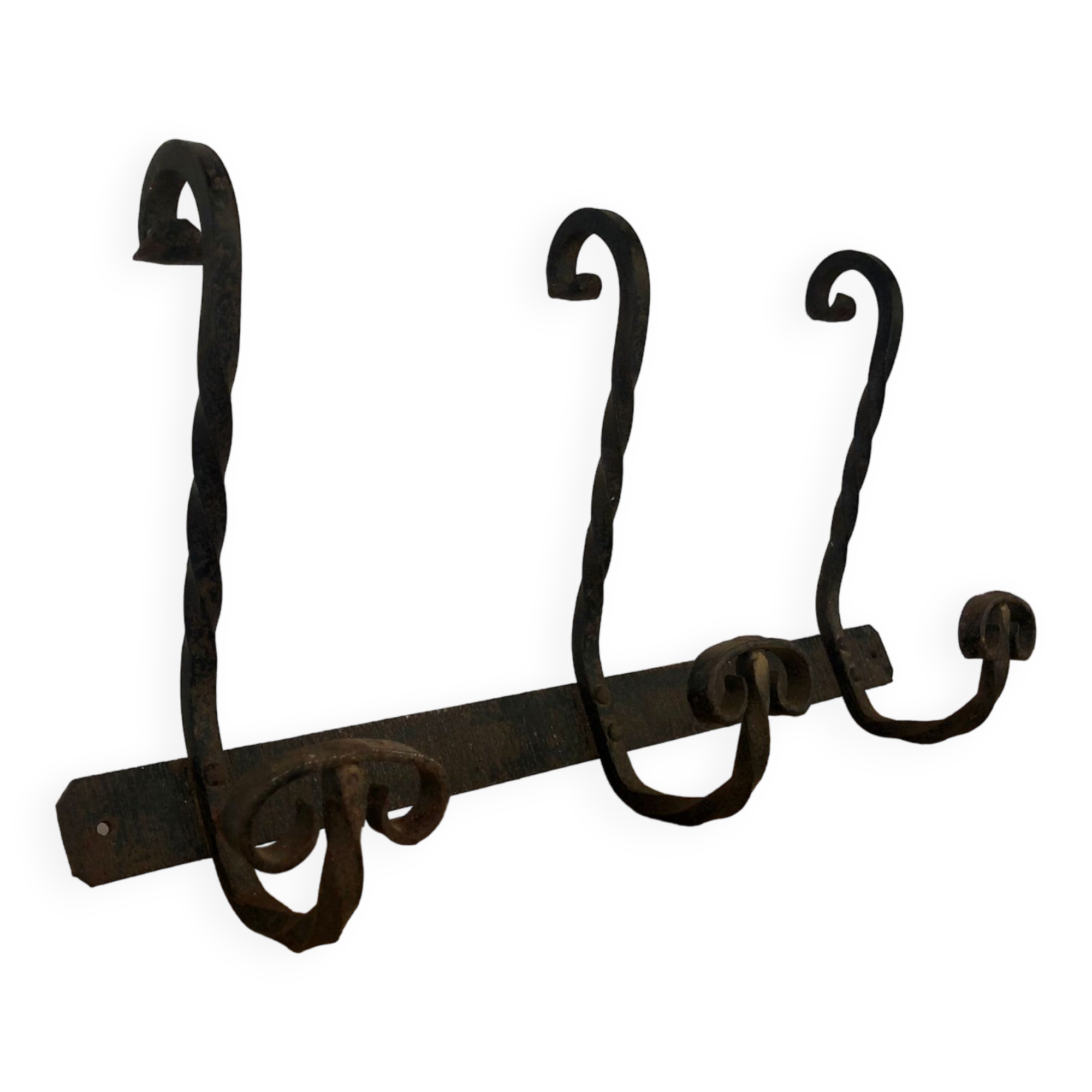 Old wrought iron coat hook/coat rack