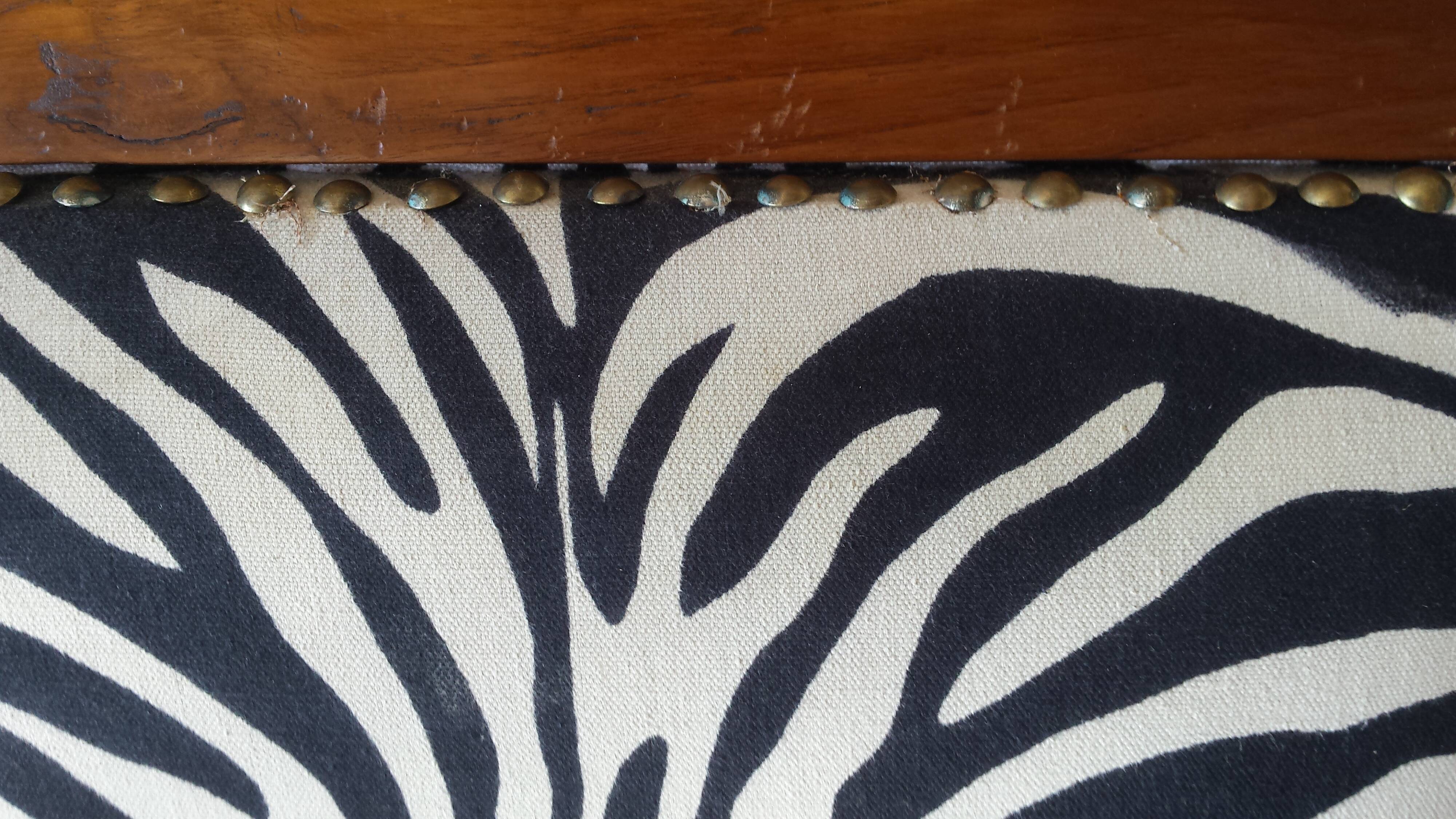 Scandinavian style wood armchair, black and white fabric