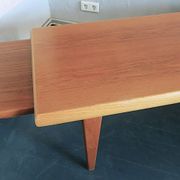Teak metamorphic coffee tables and tray Johnannes Andesen for Trioh, 1960s
