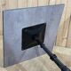 Modern bistro table, cast iron base, laminated top