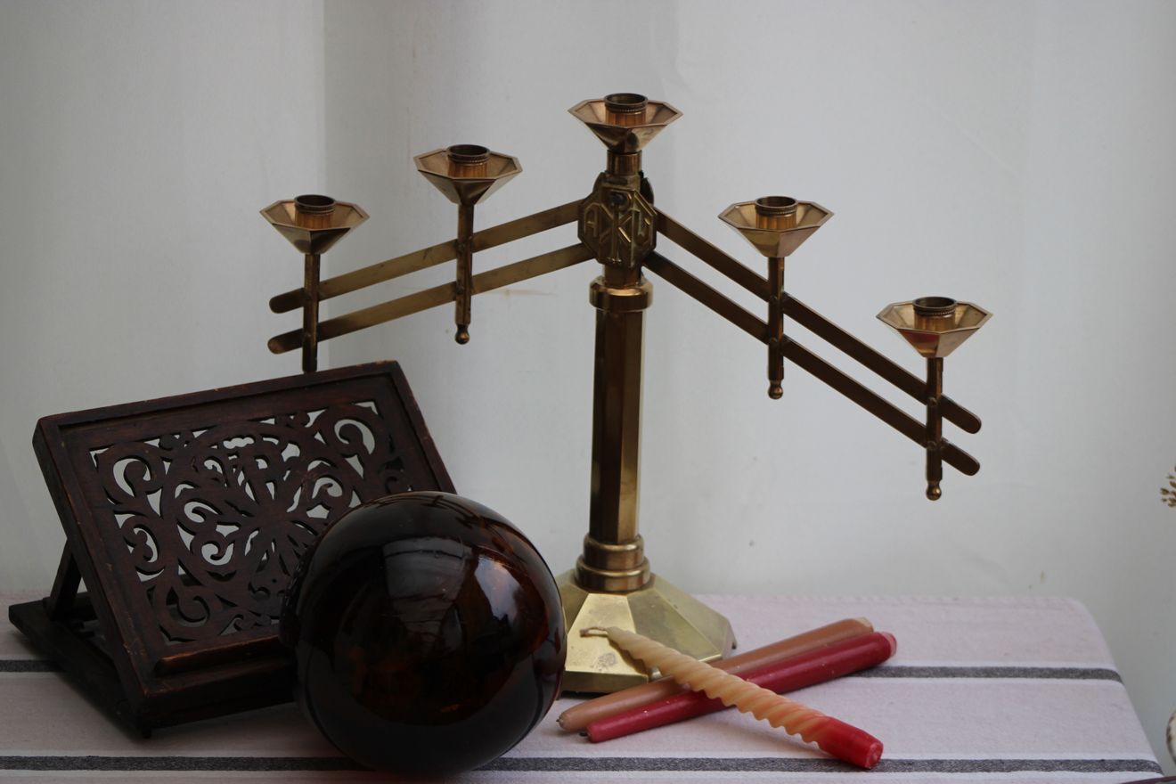 Golden metal chandelier