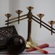 Golden metal chandelier