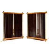 Leonardo Mosso 2 palisander and brass table lamps, Italy 1970s