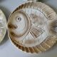 Set of 6 flat plates, fish shape, Sarreguemines France