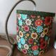 Baladeuse nomade boheme chic/ tissu à fleurs, cordon jute