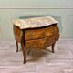 Curved sauteuse commode in stamped marquetry louis xv style xix eme century