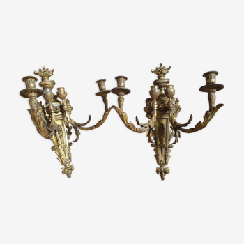 Pair of gold bronze sconces