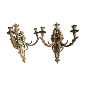 Pair of gold bronze sconces