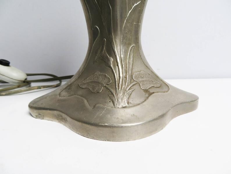 Vintage style pewter lamp base, potstainiers hutois
