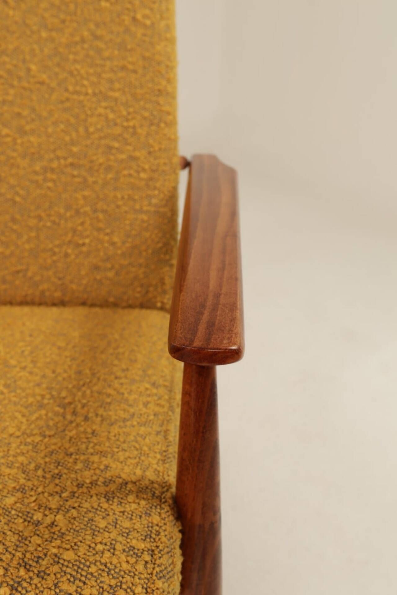 Two Lounge Chairs Vintage Mustard Boucle,  Mid Century Design, 1960