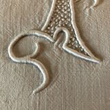 Drap ancien pur fil monogrammé PB pour lit 140cm