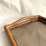 Rattan top, bamboo and smoked glass