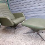Armchair with ottoman in skai 1960