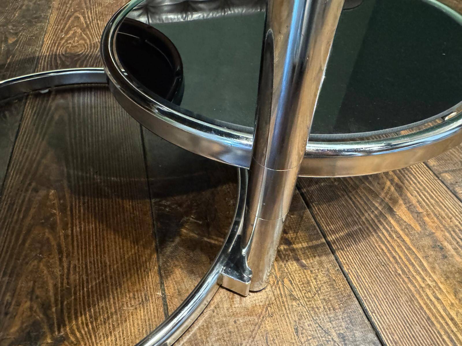 Vintage smoked glass and chrome side table