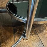 Vintage smoked glass and chrome side table
