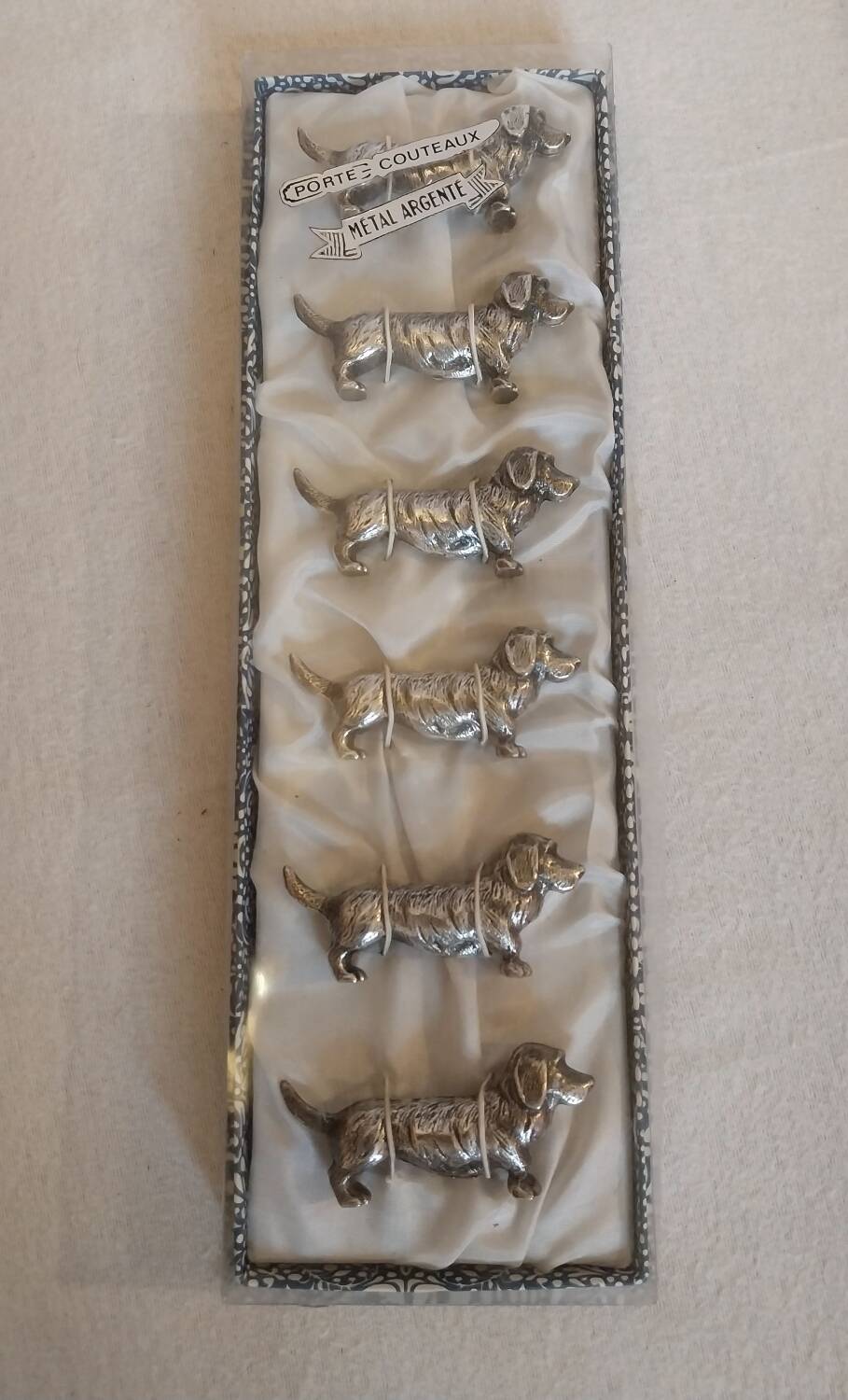 Silver-plated metal animal-shaped knife block