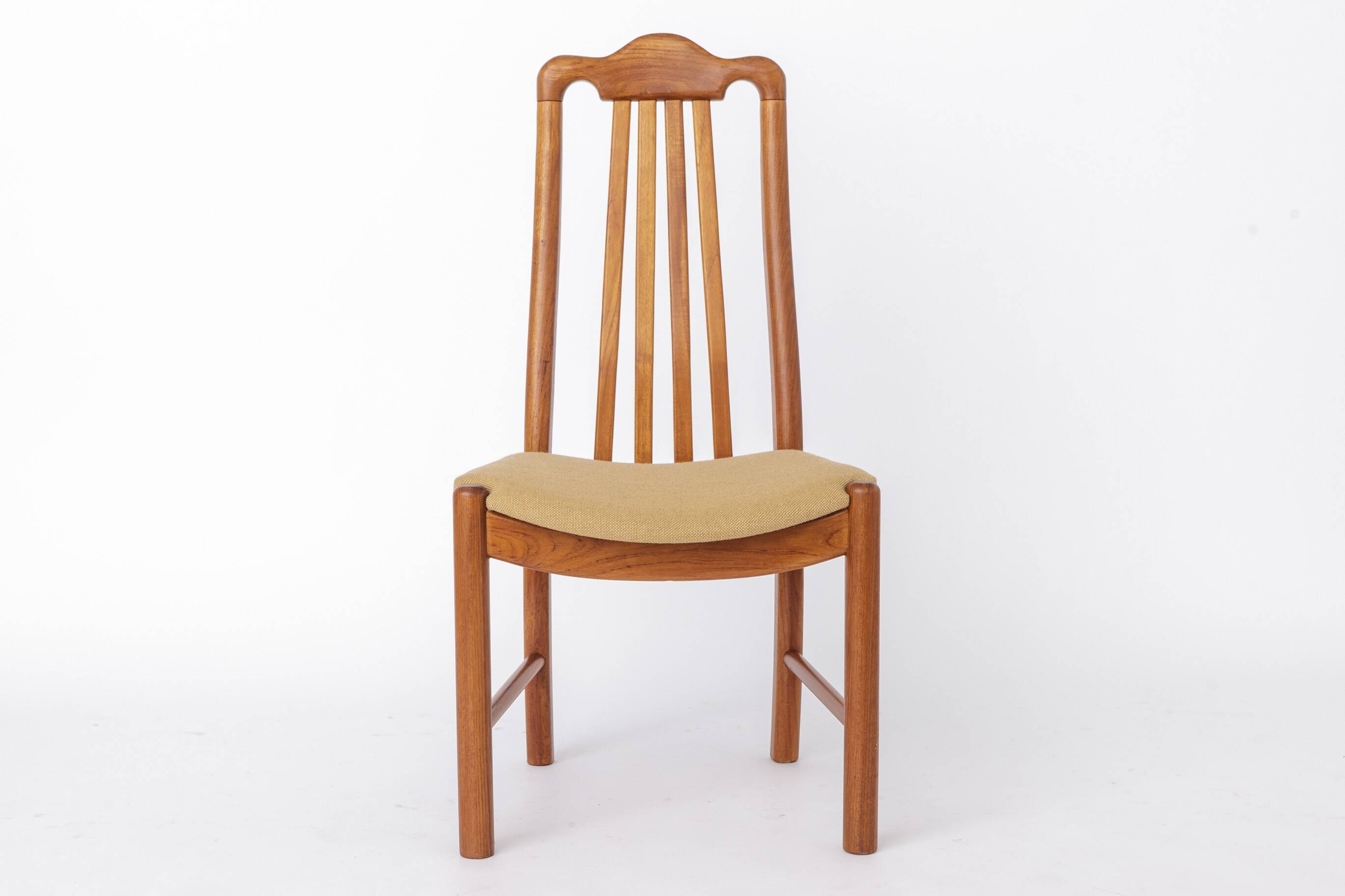 Set of 4 Danish Teak Dining Chairs 1960s, Mid Century Vintage Chairs, Beige