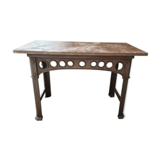 Industrial console table in cast iron and marble