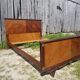 Former art deco bed 2 people wood - vintage golden ornaments