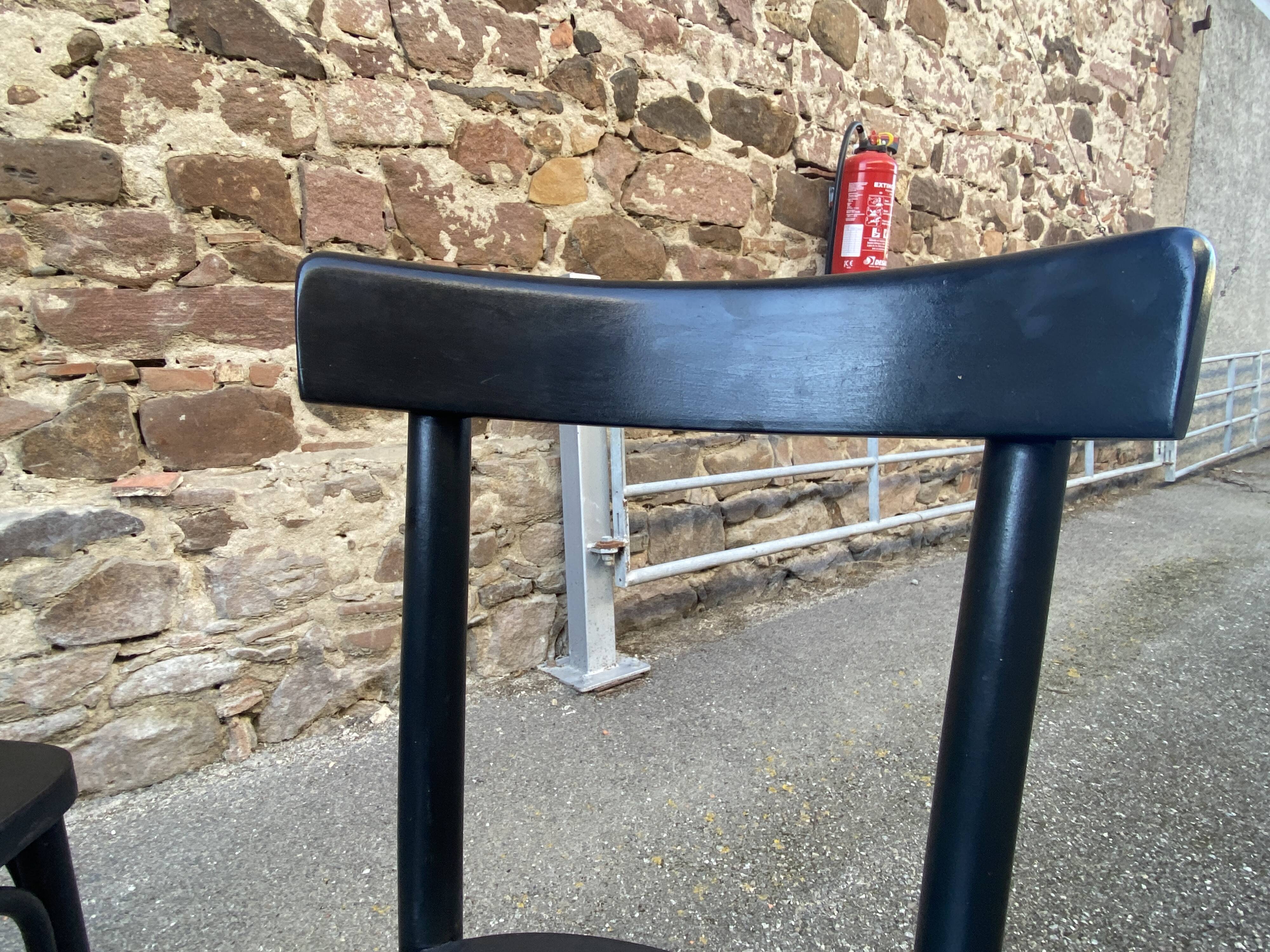 4 French chairs, Café brasserie model, curved wood from the 1970s