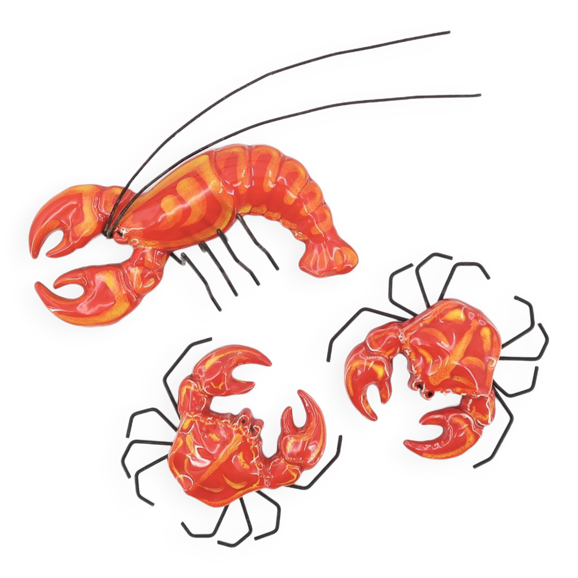 Ceramic wall lobster and crabs, Vallauris 1950s