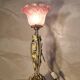 Art Deco wrought iron lamp with glass paste tulip, 1930s, with its wire