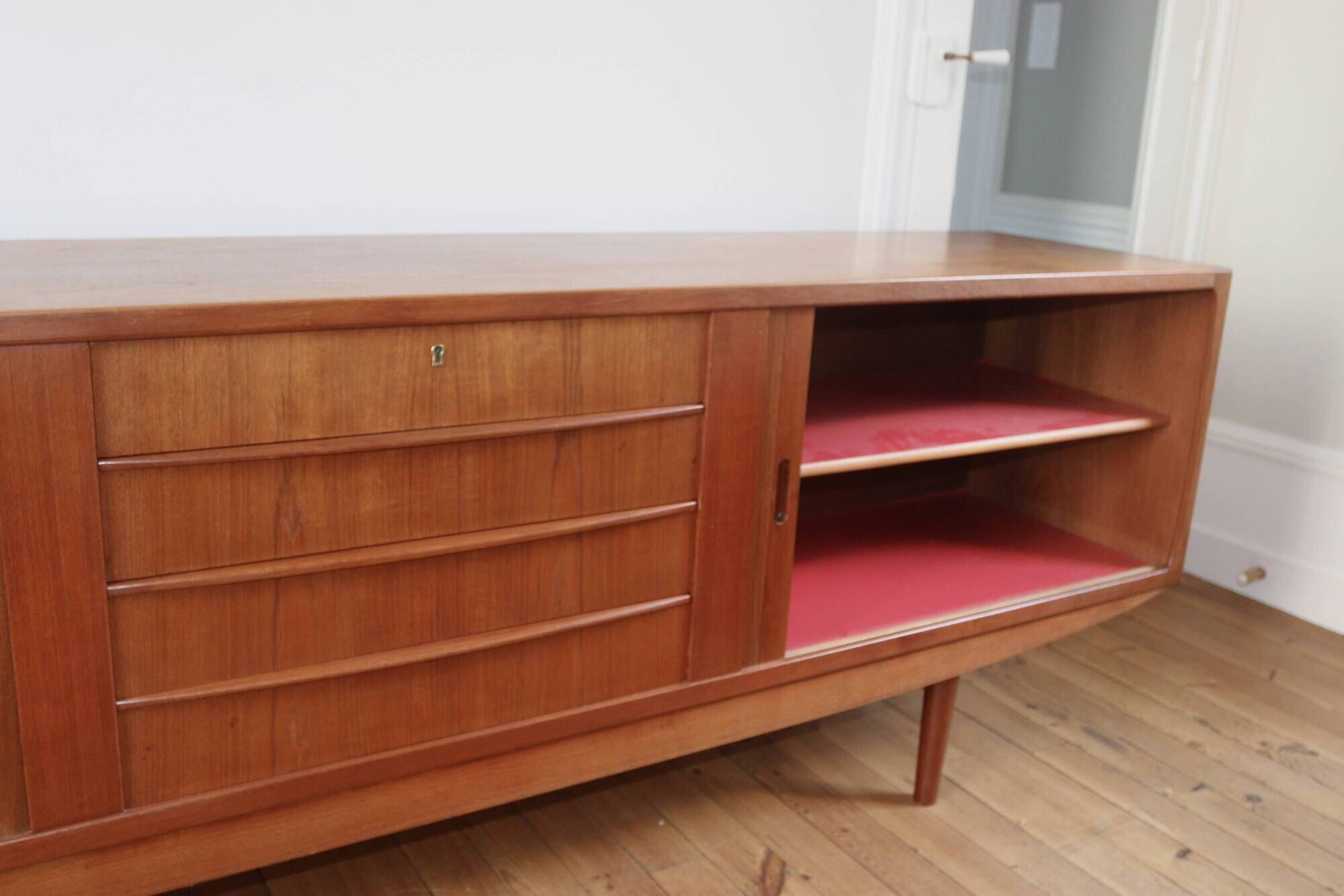 Large vintage Danish teak sideboard from the 1960s.