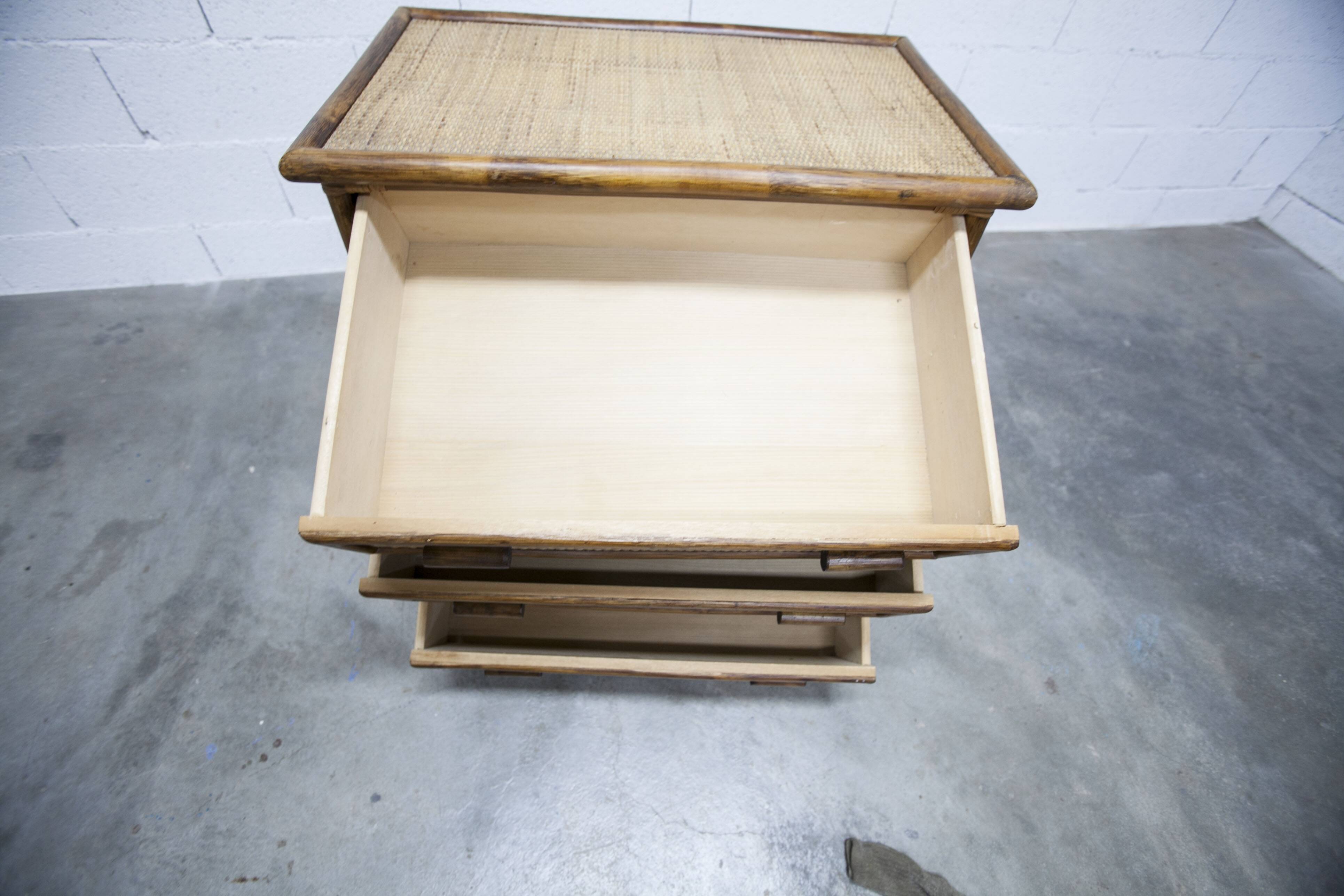 Rattan chest of drawers with 3 drawers