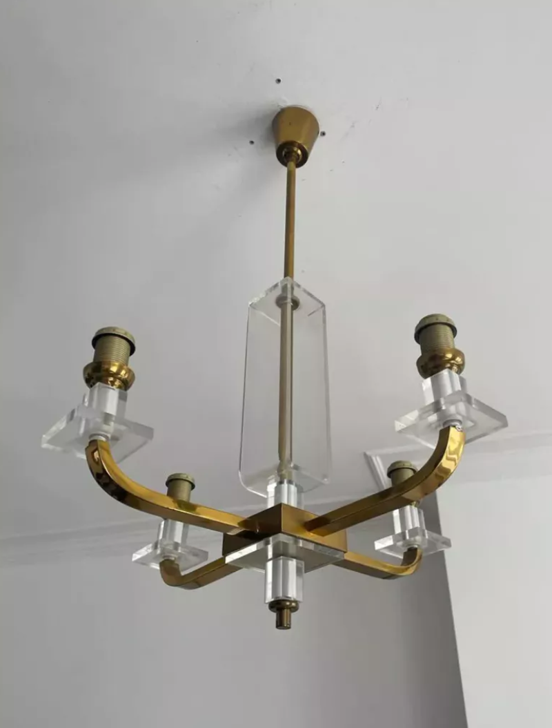 Chandelier in brass France 1970