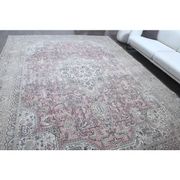 1960s Vintage Persian Handmade Wool Cotton Light Pink Area Rug 285x388