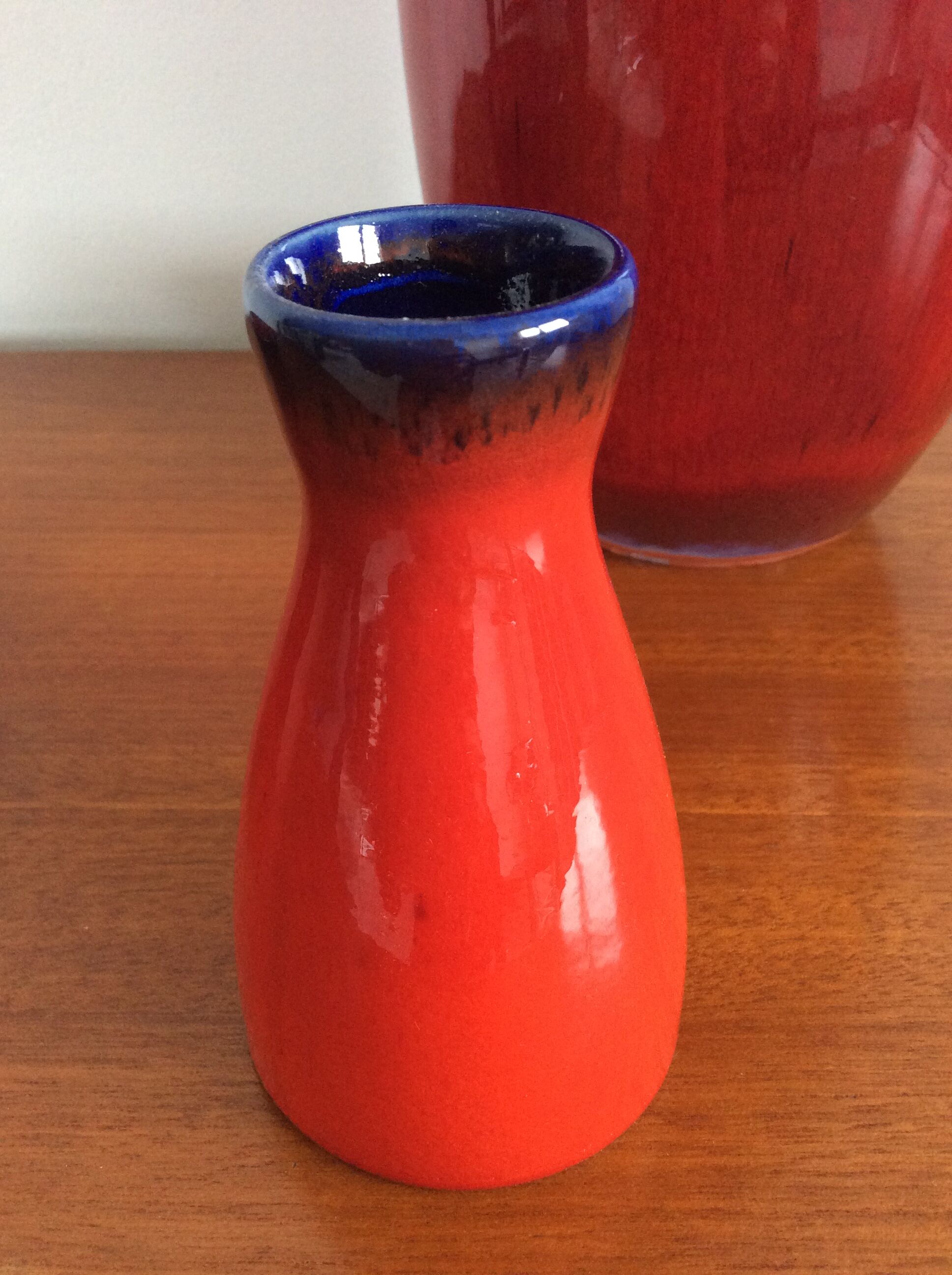 Série de 3 vases céramique rouge vintage des années 60-70