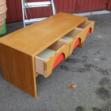 Commode basse scandinave en pin, Suède, 1960
