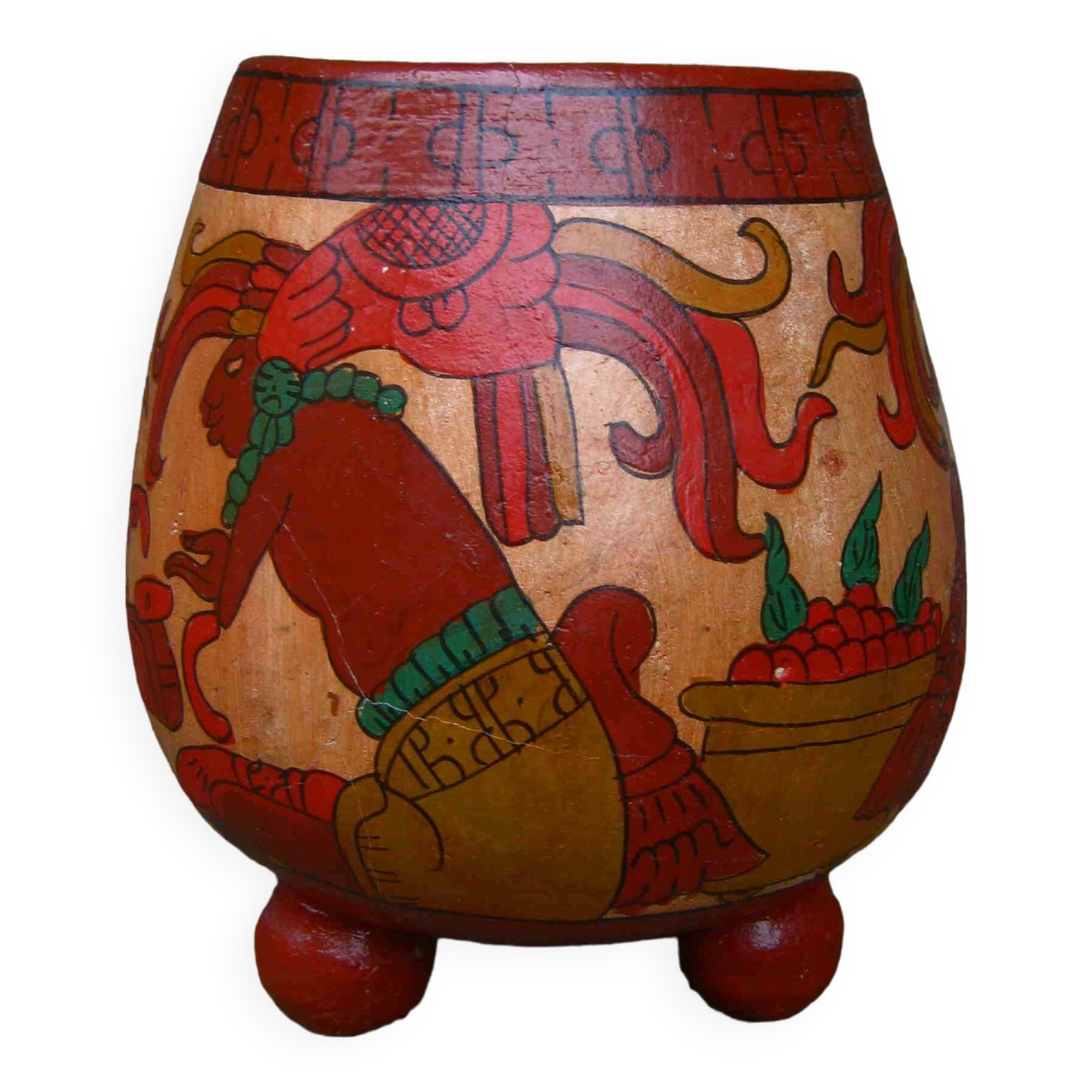 Vase, painted wooden planter