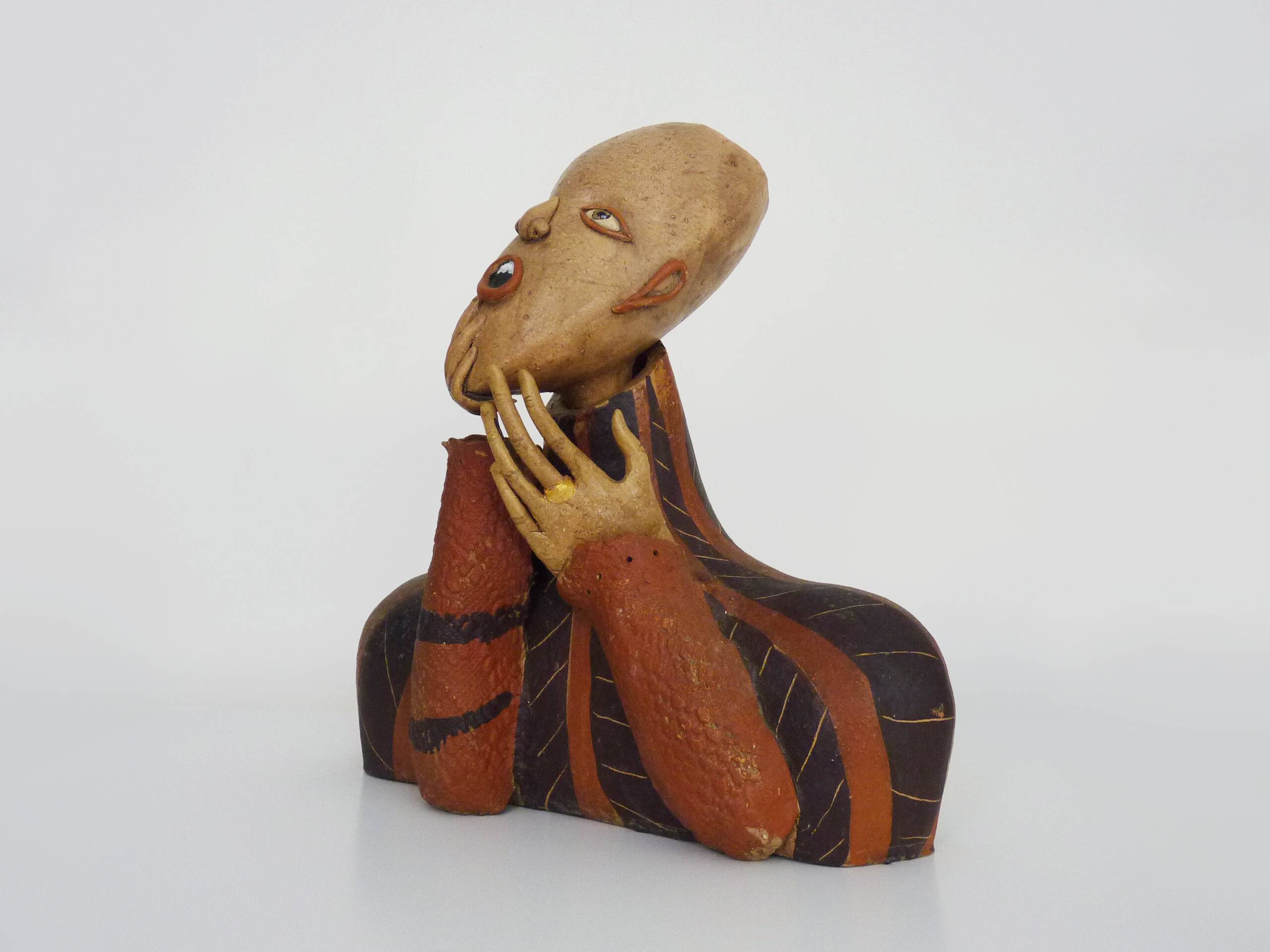 Polychrome terracotta bust sculpture