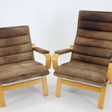 1970s Pair of Yngve Ekström "Contino" Leather Armachair,Sweden