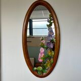 Miroir sculpté en bois décors fleurs