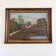 Vintage original landscape oil painting, signed countryside art, c. 1930