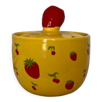 Sucrier vintage porcelaine Yves Rocher motif fraise